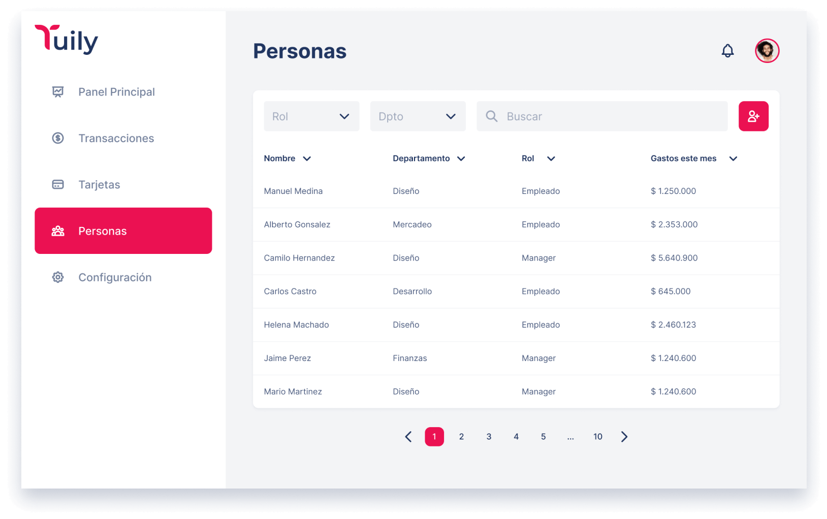Tuily App Dashboard